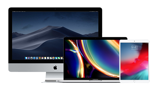 Apply iPad Air, Apple iMac Computer and Apple Macbook Pro Laptop